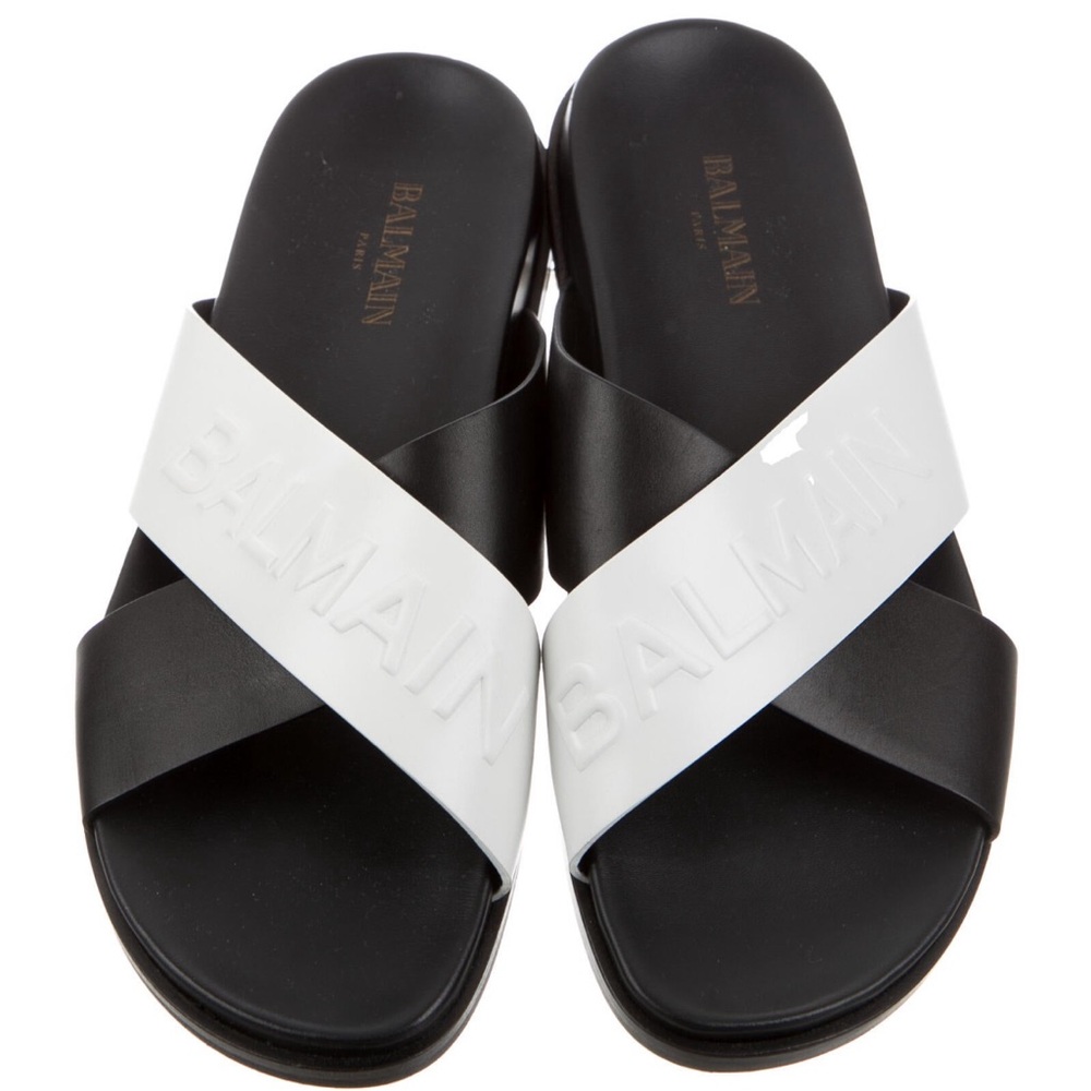 Balmain Leather Cross over sandals